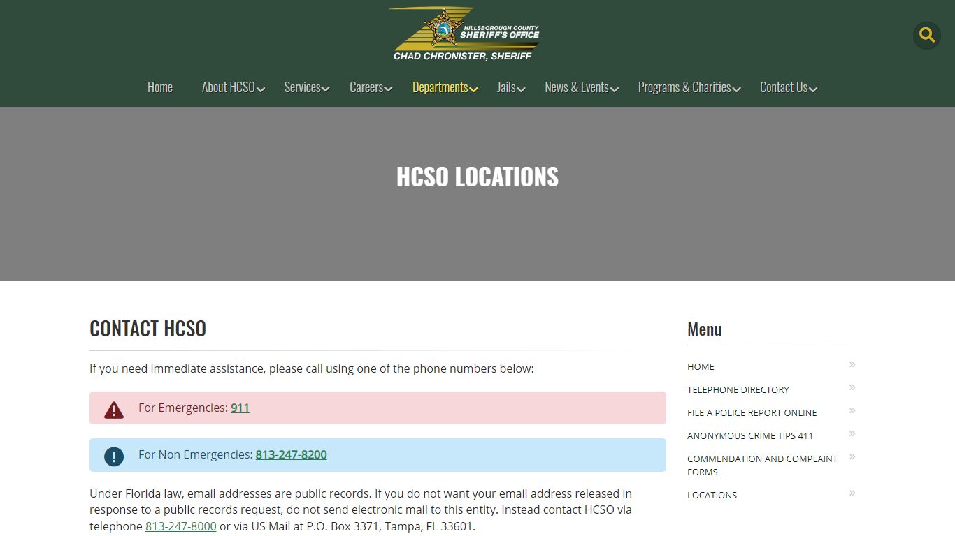 Locations | HCSO, Tampa FL - Hillsborough County Sheriff's Office